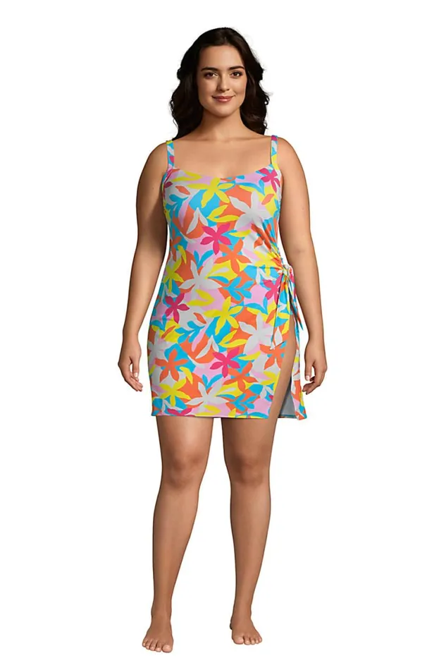 Lands039 End Swimsuits Women Plus Size Chlorine Resistant Sweetheart Swim Dress One Piece Swimsuit Adjustable Straps Turquoise Multi Graphic Floral Lands039 End Swimsuits Women Plus Size Chlorine Resistant Sweetheart Swim Dress One Piece Swimsuit Adjustable Straps Turquoise Multi Graphic Floral