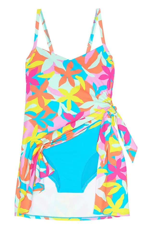 Lands039 End Swimsuits Women Plus Size Chlorine Resistant Sweetheart Swim Dress One Piece Swimsuit Adjustable Straps Turquoise Multi Graphic Floral Lands039 End Swimsuits Women Plus Size Chlorine Resistant Sweetheart Swim Dress One Piece Swimsuit Adjustable Straps Turquoise Multi Graphic Floral