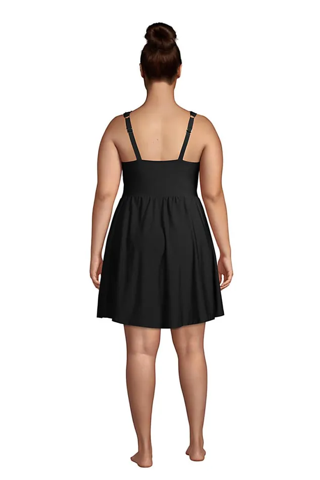 Lands039 End Swimsuits Women Plus Size Chlorine Resistant Tummy Control Surplice Wrap Swim Dress One Piece Swimsuit Black Lands039 End Swimsuits Women Plus Size Chlorine Resistant Tummy Control Surplice Wrap Swim Dress One Piece Swimsuit Black