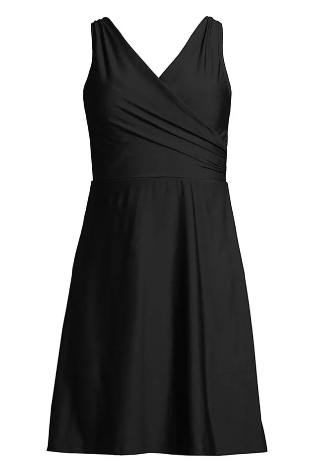 Lands039 End Swimsuits Women Plus Size Chlorine Resistant Tummy Control Surplice Wrap Swim Dress One Piece Swimsuit Black Lands039 End Swimsuits Women Plus Size Chlorine Resistant Tummy Control Surplice Wrap Swim Dress One Piece Swimsuit Black