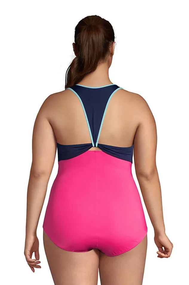 Lands039 End Swimsuits Women Plus Size Chlorine Resistant Vneck Racerback One Piece Swimsuit Hot Pink Lands039 End Swimsuits Women Plus Size Chlorine Resistant Vneck Racerback One Piece Swimsuit Hot Pink