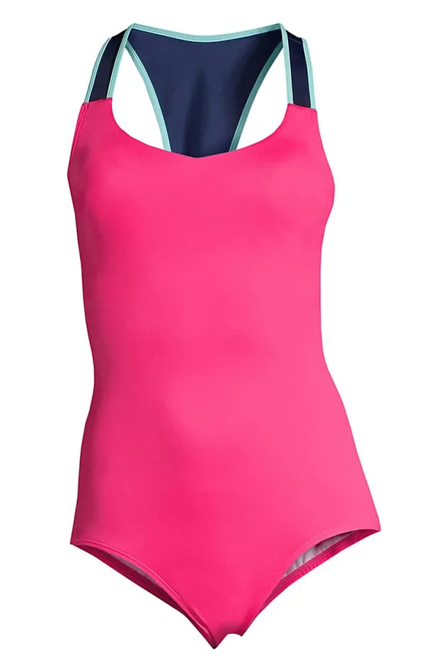 Lands039 End Swimsuits Women Plus Size Chlorine Resistant Vneck Racerback One Piece Swimsuit Hot Pink Lands039 End Swimsuits Women Plus Size Chlorine Resistant Vneck Racerback One Piece Swimsuit Hot Pink