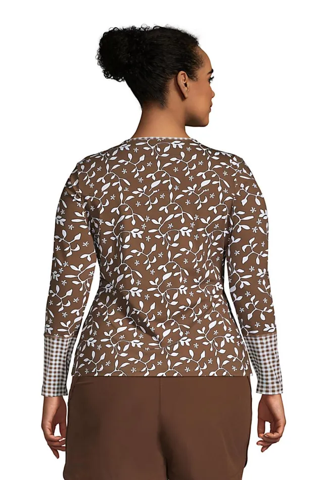 Lands039 End Swimsuits Women Plus Size Crew Neck Long Sleeve Rash Guard Upf 50 Sun Protection Modest Swim Tee Allspice Floral Lands039 End Swimsuits Women Plus Size Crew Neck Long Sleeve Rash Guard Upf 50 Sun Protection Modest Swim Tee Allspice Floral