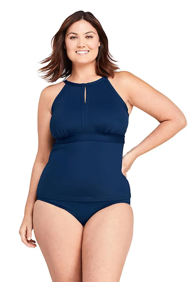 Lands039 End Swimsuits Women Plus Size Ddcup Keyhole High Neck Modest Tankini Top Swimsuit Adjustable Straps Deep Sea Navy Lands039 End Swimsuits Women Plus Size Ddcup Keyhole High Neck Modest Tankini Top Swimsuit Adjustable Straps Deep Sea Navy