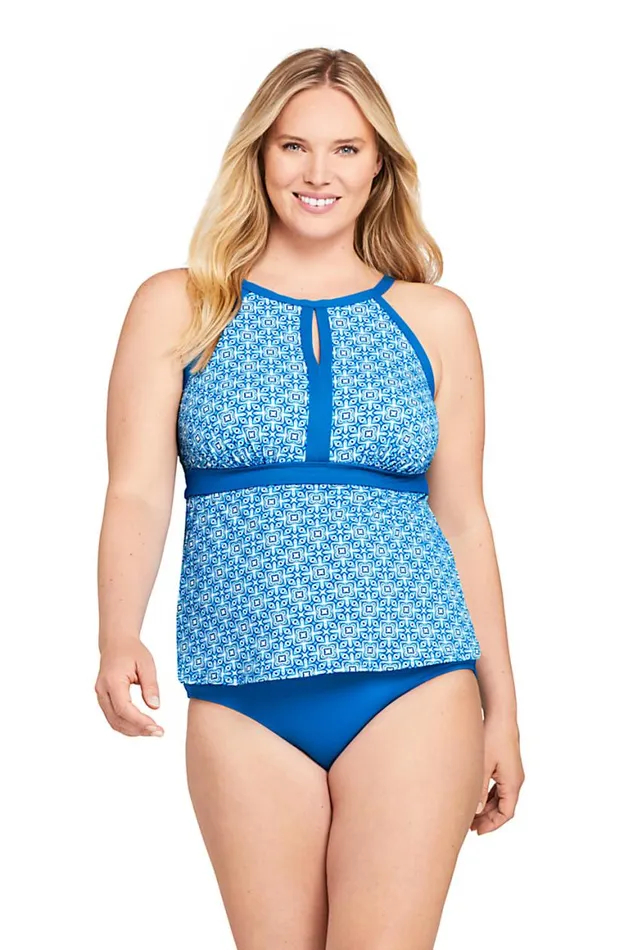Lands039 End Swimsuits Women Plus Size Keyhole High Neck Modest Tankini Top Swimsuit Adjustable Straps Print Fresh Boreal Blue Lands039 End Swimsuits Women Plus Size Keyhole High Neck Modest Tankini Top Swimsuit Adjustable Straps Print Fresh Boreal Blue