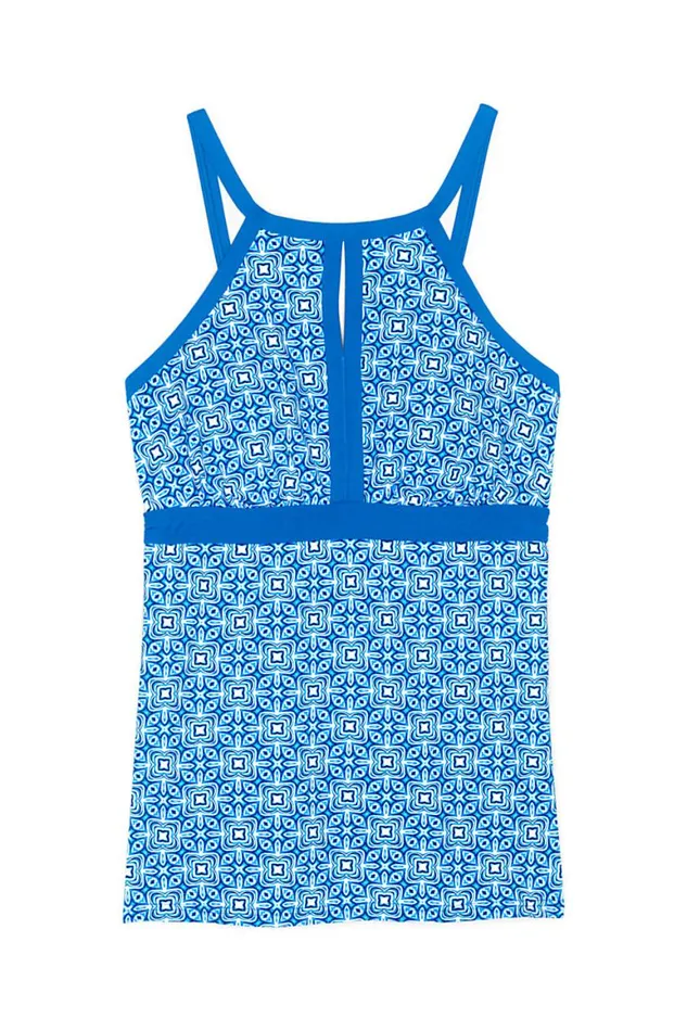 Lands039 End Swimsuits Women Plus Size Keyhole High Neck Modest Tankini Top Swimsuit Adjustable Straps Print Fresh Boreal Blue Lands039 End Swimsuits Women Plus Size Keyhole High Neck Modest Tankini Top Swimsuit Adjustable Straps Print Fresh Boreal Blue