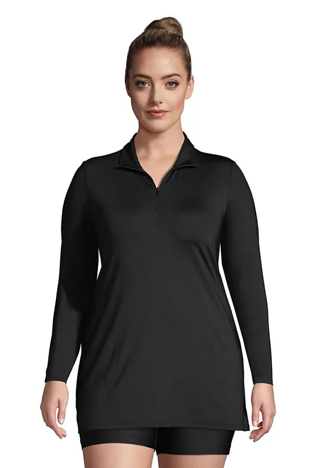 Lands039 End Swimsuits Women Plus Size Quarter Zip Long Sleeve Tunic Rash Guard Coverup Upf 50 Sun Protection Black Lands039 End Swimsuits Women Plus Size Quarter Zip Long Sleeve Tunic Rash Guard Coverup Upf 50 Sun Protection Black