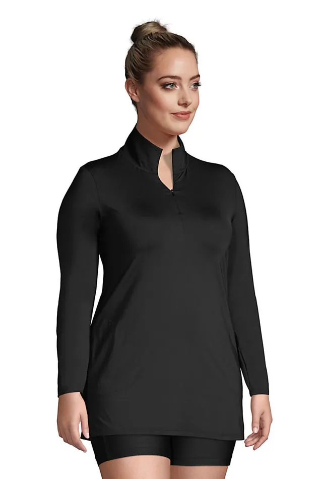 Lands039 End Swimsuits Women Plus Size Quarter Zip Long Sleeve Tunic Rash Guard Coverup Upf 50 Sun Protection Black Lands039 End Swimsuits Women Plus Size Quarter Zip Long Sleeve Tunic Rash Guard Coverup Upf 50 Sun Protection Black