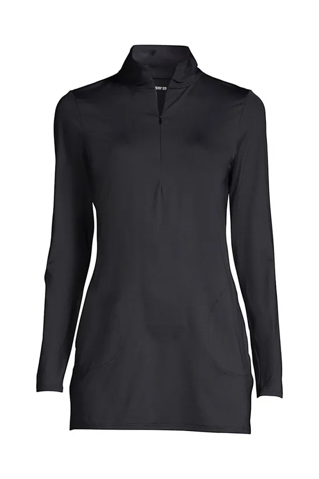 Lands039 End Swimsuits Women Plus Size Quarter Zip Long Sleeve Tunic Rash Guard Coverup Upf 50 Sun Protection Black Lands039 End Swimsuits Women Plus Size Quarter Zip Long Sleeve Tunic Rash Guard Coverup Upf 50 Sun Protection Black