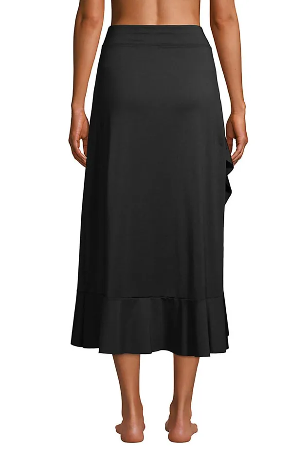 Lands039 End Swimsuits Women Ruffle Hem Midi Swim Coverup Skirt Black Lands039 End Swimsuits Women Ruffle Hem Midi Swim Coverup Skirt Black