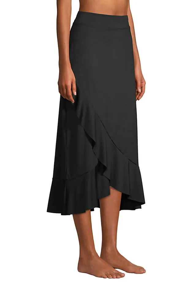 Lands039 End Swimsuits Women Ruffle Hem Midi Swim Coverup Skirt Black Lands039 End Swimsuits Women Ruffle Hem Midi Swim Coverup Skirt Black
