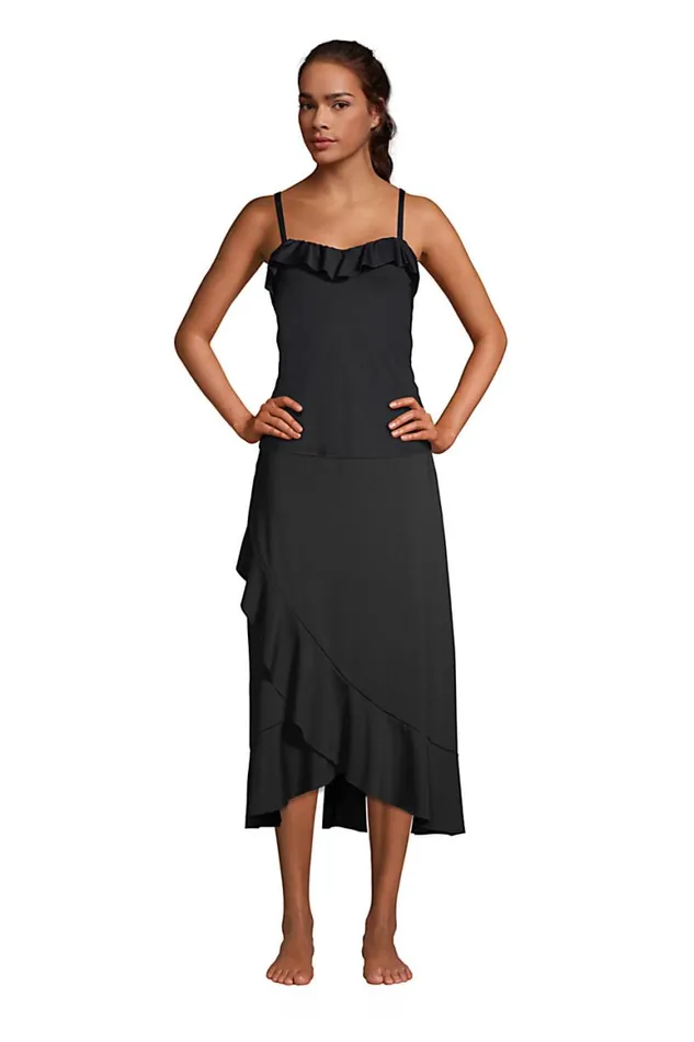 Lands039 End Swimsuits Women Ruffle Hem Midi Swim Coverup Skirt Black Lands039 End Swimsuits Women Ruffle Hem Midi Swim Coverup Skirt Black