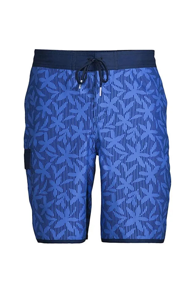 Lands039 End Swimwear Men Big Board Short Swim Trunks Chicory Blue Stripe Floral Lands039 End Swimwear Men Big Board Short Swim Trunks Chicory Blue Stripe Floral