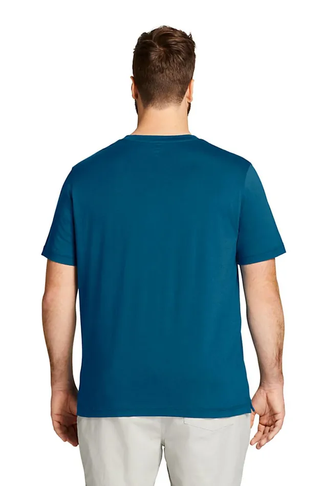 Lands039 End TShirts Men Big And Tall Short Sleeve Supima Jersey Henley Soft Sea Green