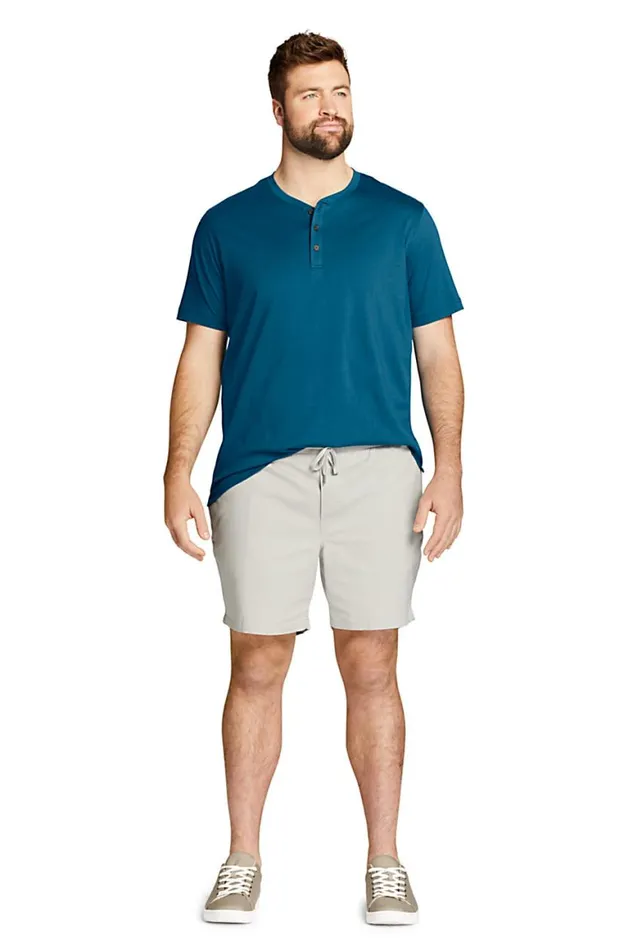 Lands039 End TShirts Men Big And Tall Short Sleeve Supima Jersey Henley Soft Sea Green