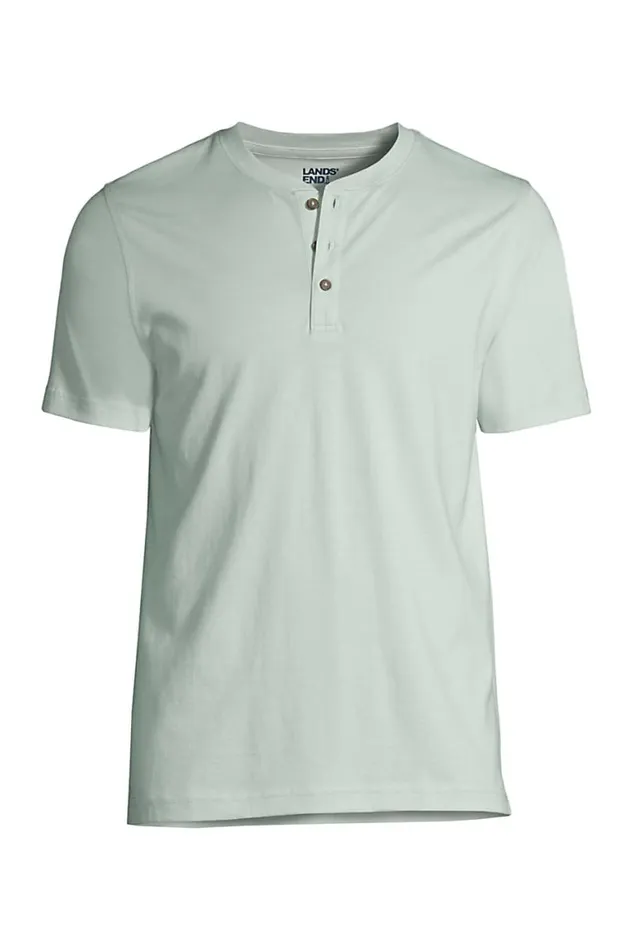 Lands039 End TShirts Men Big And Tall Short Sleeve Supima Jersey Henley Soft Sea Green