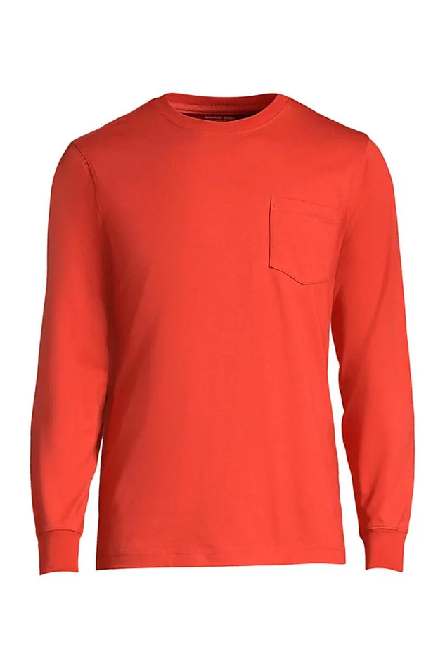 Lands039 End TShirts Men Big Supert Long Sleeve Tshirt With Pocket Orange Clay Lands039 End TShirts Men Big Supert Long Sleeve Tshirt With Pocket Orange Clay