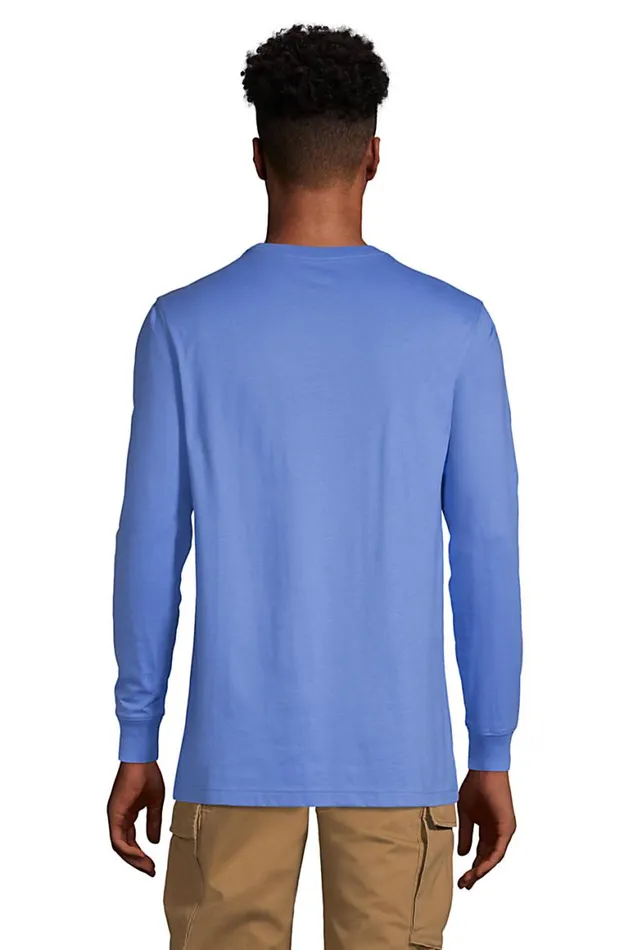 Lands039 End TShirts Men Supert Long Sleeve Tshirt With Pocket Papaya Orange