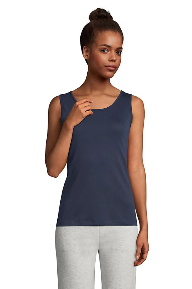 Lands039 End Tops and Tees Women Cotton Interlock Tank With Shelf Bra Radiant Navy Lands039 End Tops and Tees Women Cotton Interlock Tank With Shelf Bra Radiant Navy