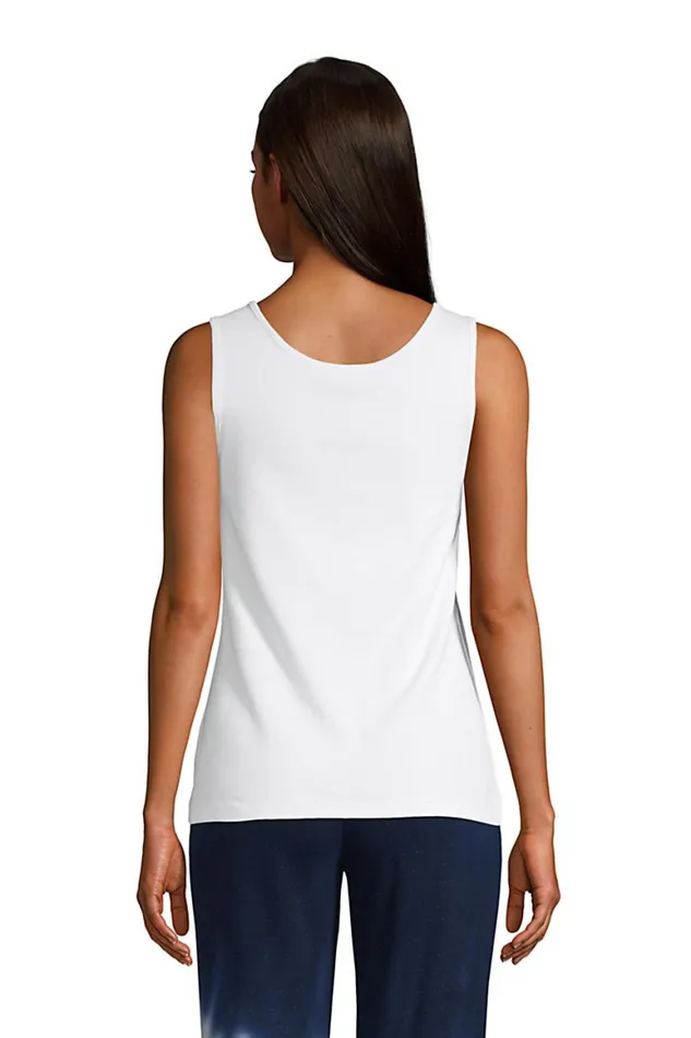 Lands039 End Tops and Tees Women Cotton Interlock Tank With Shelf Bra Radiant Navy Lands039 End Tops and Tees Women Cotton Interlock Tank With Shelf Bra Radiant Navy
