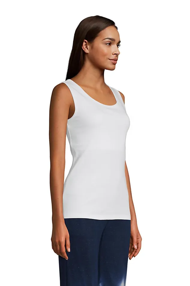 Lands039 End Tops and Tees Women Cotton Interlock Tank With Shelf Bra Radiant Navy Lands039 End Tops and Tees Women Cotton Interlock Tank With Shelf Bra Radiant Navy