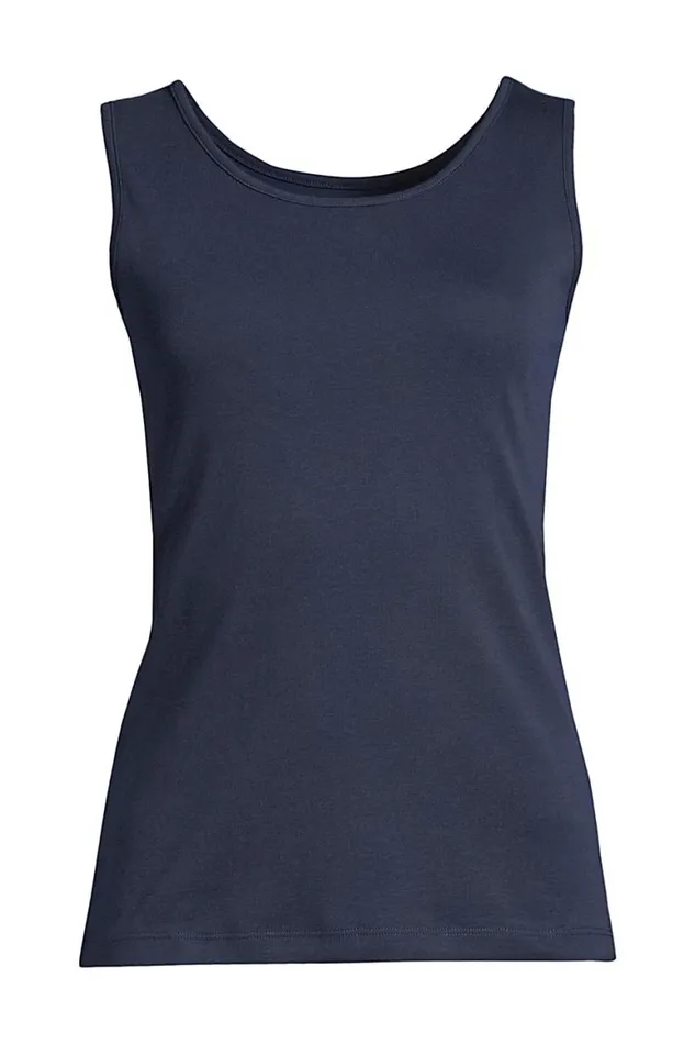 Lands039 End Tops and Tees Women Cotton Interlock Tank With Shelf Bra Radiant Navy Lands039 End Tops and Tees Women Cotton Interlock Tank With Shelf Bra Radiant Navy