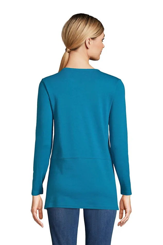 Lands039 End Tops and Tees Women Cotton Polyester Long Sleeve Tunic With Pockets Baltic Teal Lands039 End Tops and Tees Women Cotton Polyester Long Sleeve Tunic With Pockets Baltic Teal
