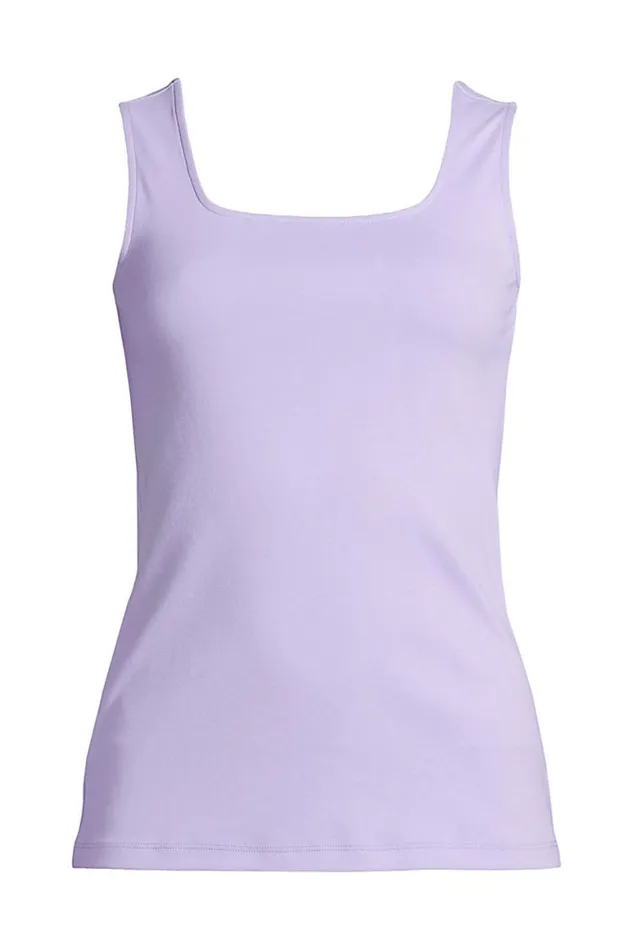 Lands039 End Tops and Tees Women Cotton Square Neck Tank Lavender Cloud Lands039 End Tops and Tees Women Cotton Square Neck Tank Lavender Cloud
