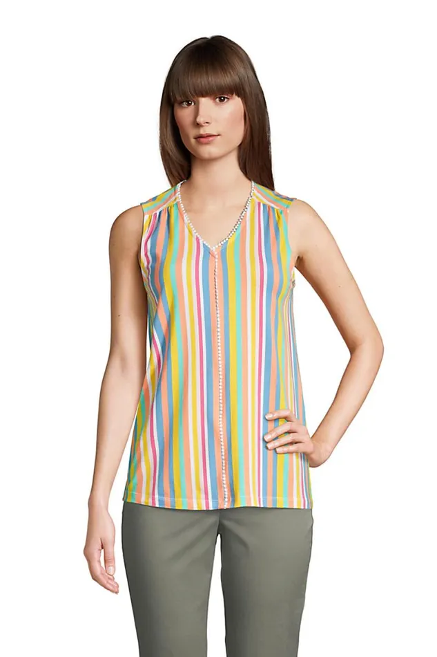 Lands039 End Tops and Tees Women Light Weight Trimmed Tank Top Rainbow Prep Stripe Lands039 End Tops and Tees Women Light Weight Trimmed Tank Top Rainbow Prep Stripe