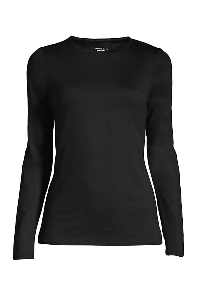Lands039 End Tops and Tees Women Plus Size Lightweight Fitted Long Sleeve Crewneck Tshirt Black Lands039 End Tops and Tees Women Plus Size Lightweight Fitted Long Sleeve Crewneck Tshirt Black