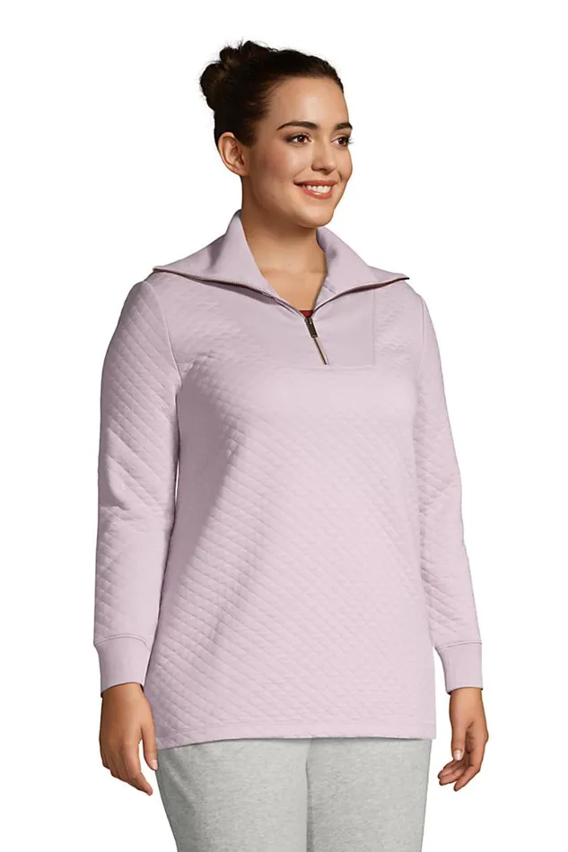 Lands039 End Tops and Tees Women Plus Size Long Sleeve Quilted Quarter Zip Tunic Forest Moss Lands039 End Tops and Tees Women Plus Size Long Sleeve Quilted Quarter Zip Tunic Forest Moss