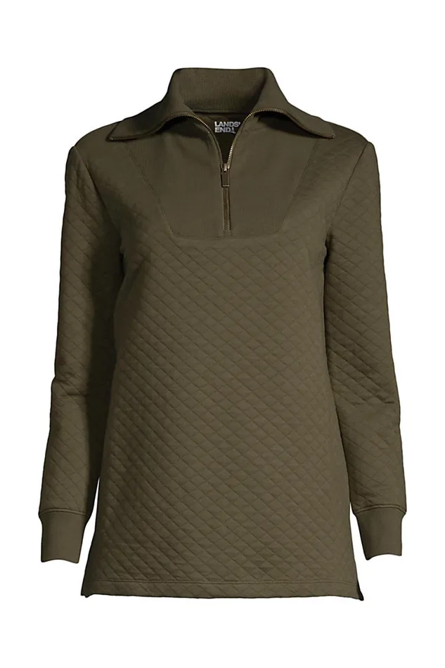 Lands039 End Tops and Tees Women Plus Size Long Sleeve Quilted Quarter Zip Tunic Forest Moss Lands039 End Tops and Tees Women Plus Size Long Sleeve Quilted Quarter Zip Tunic Forest Moss