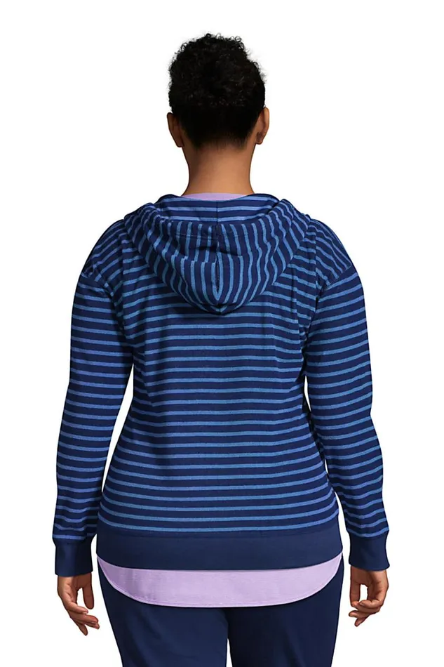 Lands039 End Tops and Tees Women Plus Size Seriously Terry Upf Long Sleeve Full Zip Hoodie Vibrant Magenta Stripe Lands039 End Tops and Tees Women Plus Size Seriously Terry Upf Long Sleeve Full Zip Hoodie Vibrant Magenta Stripe