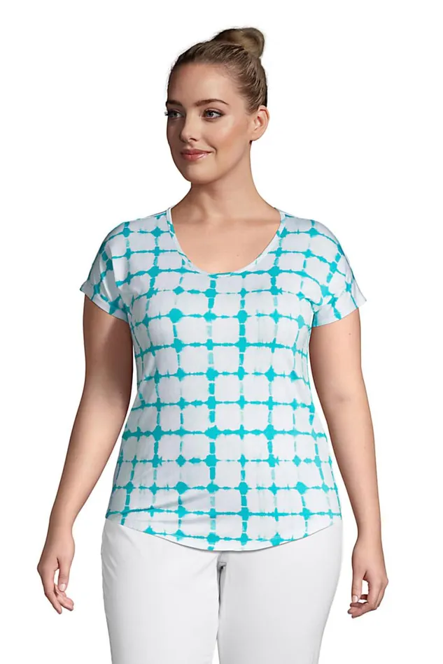 Lands039 End Tops and Tees Women Plus Size Uneck Jersey Tshirt White