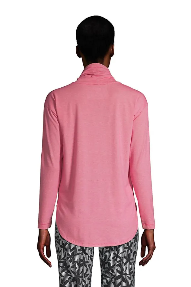 Lands039 End Tops and Tees Women Power Performance Cowl Neck Top Black Pinstripe