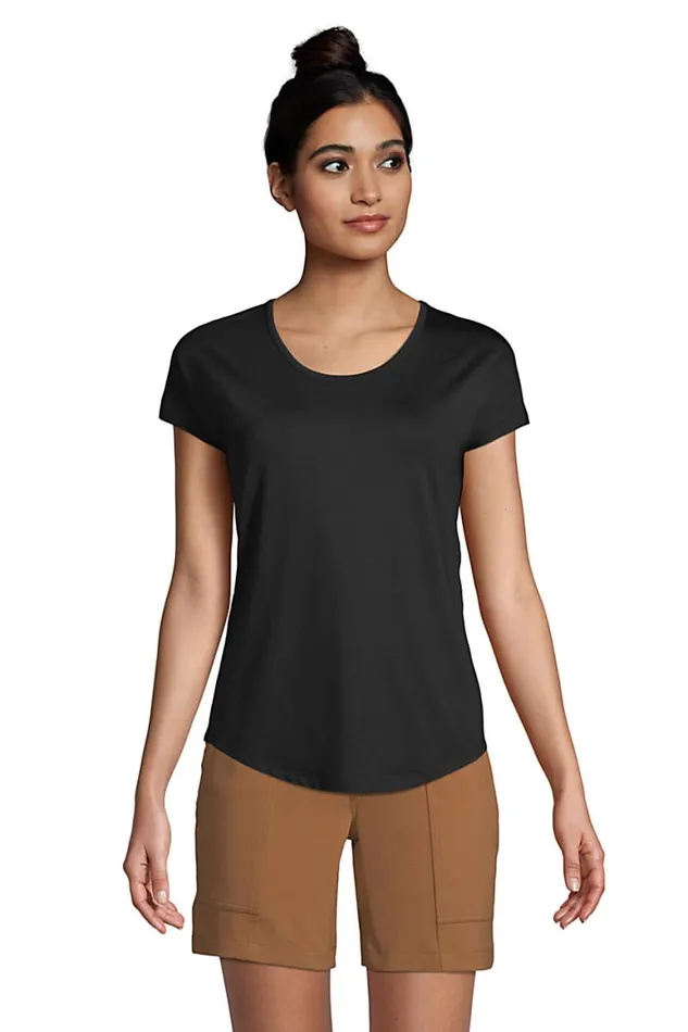 Lands039 End Tops and Tees Women Short Sleeve Lightweight Uneck Tshirt Black
