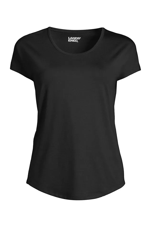 Lands039 End Tops and Tees Women Short Sleeve Lightweight Uneck Tshirt Black Lands039 End Tops and Tees Women Short Sleeve Lightweight Uneck Tshirt Black