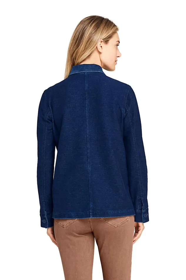 Lands039 End Tops and Tees Women Sport Knit Shirt Jacket Medium Indigo Lands039 End Tops and Tees Women Sport Knit Shirt Jacket Medium Indigo