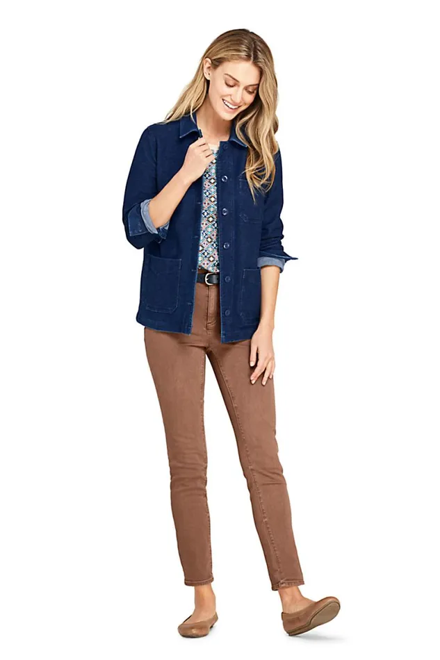 Lands039 End Tops and Tees Women Sport Knit Shirt Jacket Medium Indigo Lands039 End Tops and Tees Women Sport Knit Shirt Jacket Medium Indigo