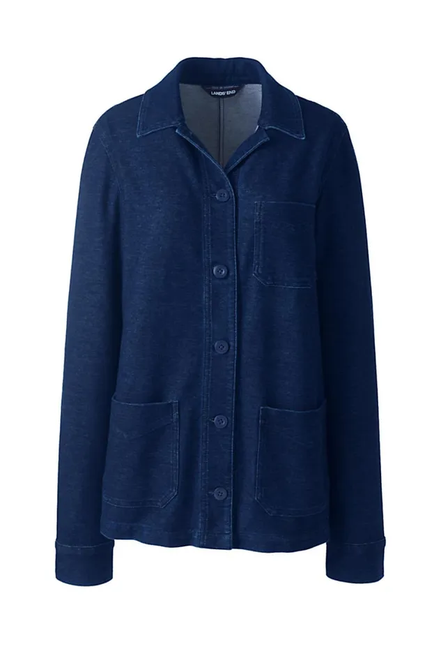 Lands039 End Tops and Tees Women Sport Knit Shirt Jacket Medium Indigo Lands039 End Tops and Tees Women Sport Knit Shirt Jacket Medium Indigo