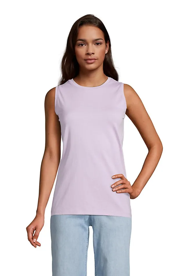 Lands039 End Tops and Tees Women Supima Cotton Crew Neck Tank Top Lavender Cloud Lands039 End Tops and Tees Women Supima Cotton Crew Neck Tank Top Lavender Cloud