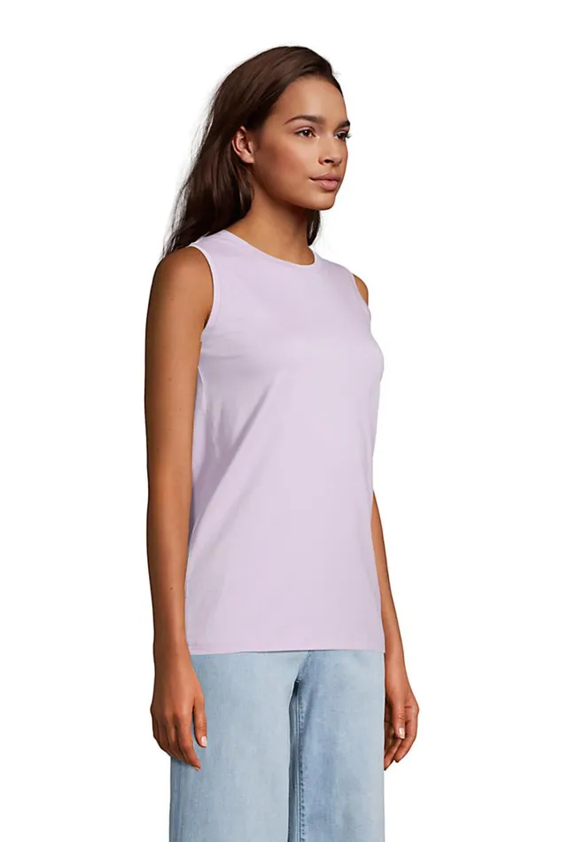 Lands039 End Tops and Tees Women Supima Cotton Crew Neck Tank Top Lavender Cloud Lands039 End Tops and Tees Women Supima Cotton Crew Neck Tank Top Lavender Cloud