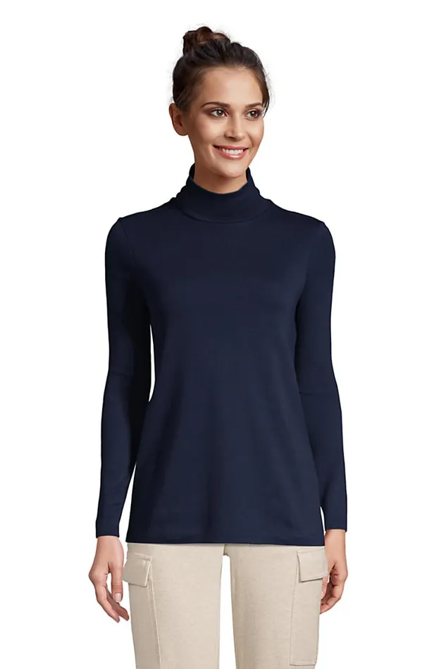 Lands039 End Tops and Tees Women Supima Cotton Long Sleeve Turtleneck Radiant Navy Lands039 End Tops and Tees Women Supima Cotton Long Sleeve Turtleneck Radiant Navy