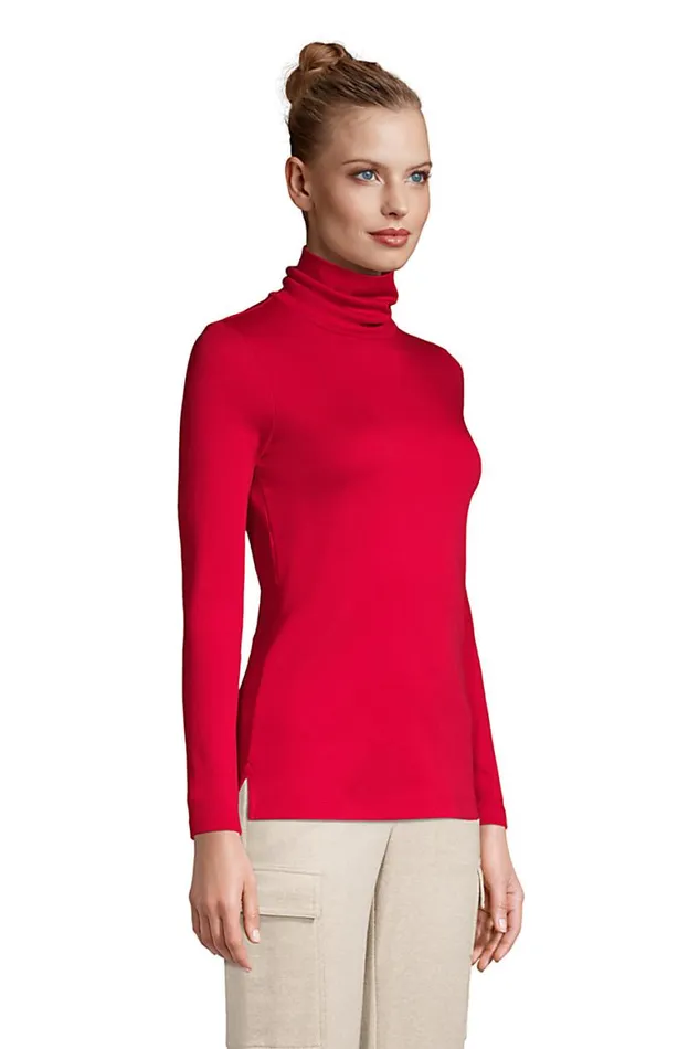 Lands039 End Tops and Tees Women Supima Cotton Long Sleeve Turtleneck Radiant Navy