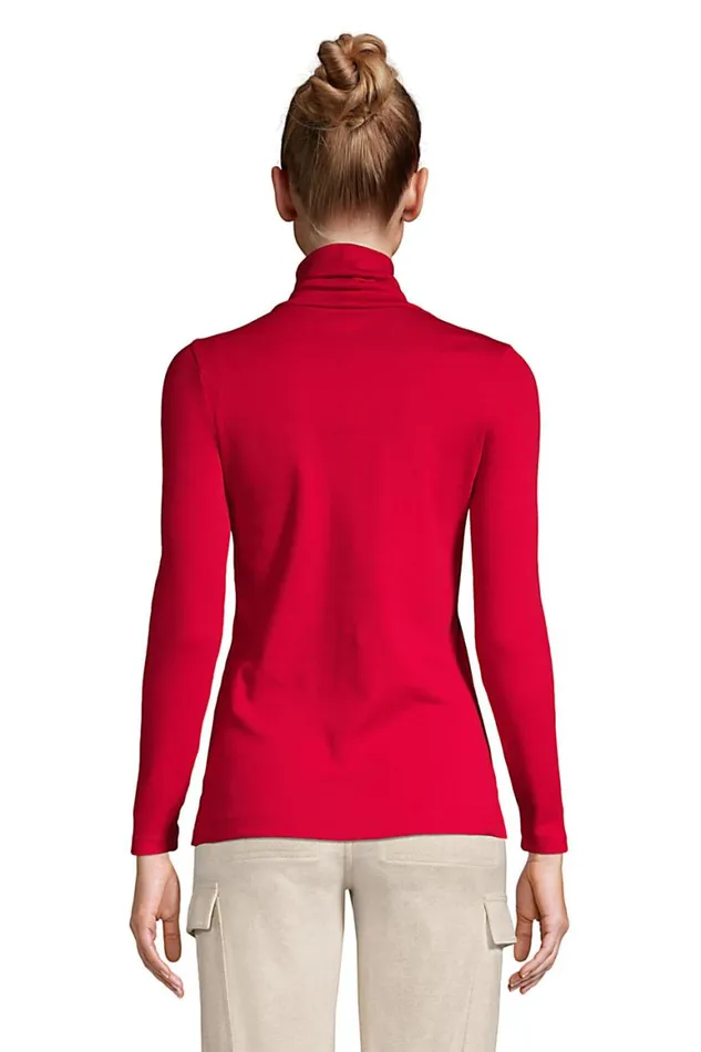 Lands039 End Tops and Tees Women Supima Cotton Long Sleeve Turtleneck Radiant Navy