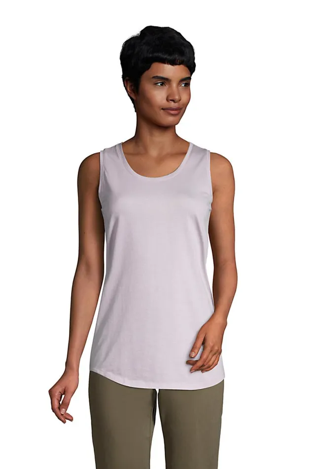 Lands039 End Tops and Tees Women Supima Cotton Scoop Neck Tunic Tank Top Soft Iris Purple