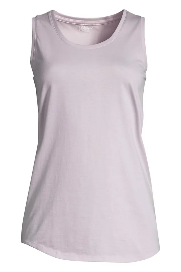 Lands039 End Tops and Tees Women Supima Cotton Scoop Neck Tunic Tank Top Soft Iris Purple