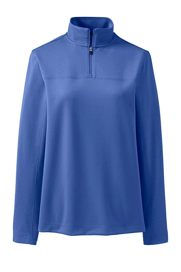 Lands039 End Tops and Tees Women Textured Quarter Zip Pullover Dark Cobalt Blue Lands039 End Tops and Tees Women Textured Quarter Zip Pullover Dark Cobalt Blue
