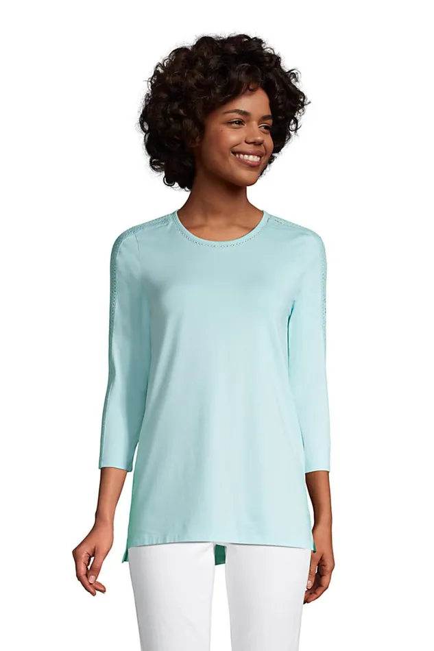 Lands039 End Tunic Tops Women 34 Sleeve Crewneck Tunic Top Light Blue Radiance Lands039 End Tunic Tops Women 34 Sleeve Crewneck Tunic Top Light Blue Radiance