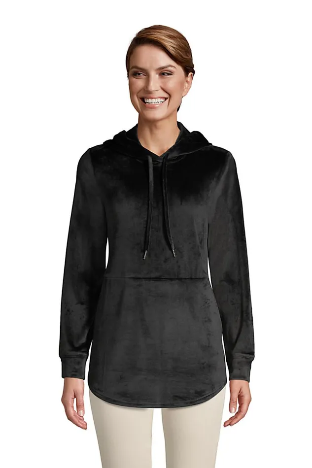 Lands039 End Tunic Tops Women Long Sleeve Cozy Hooded Tunic Black